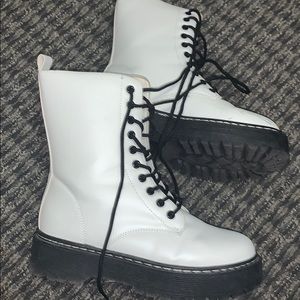White Lace Up Booties